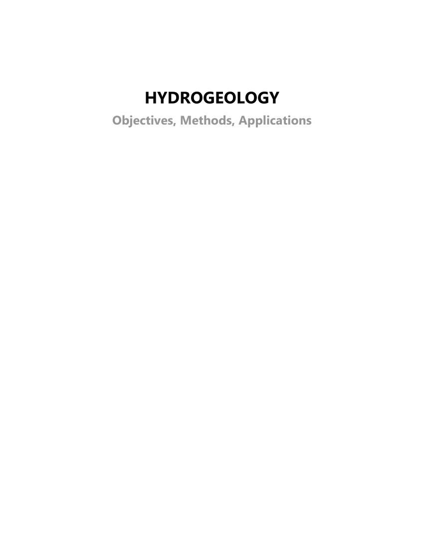PDF) Hydrogeology, objectives, methods and applications