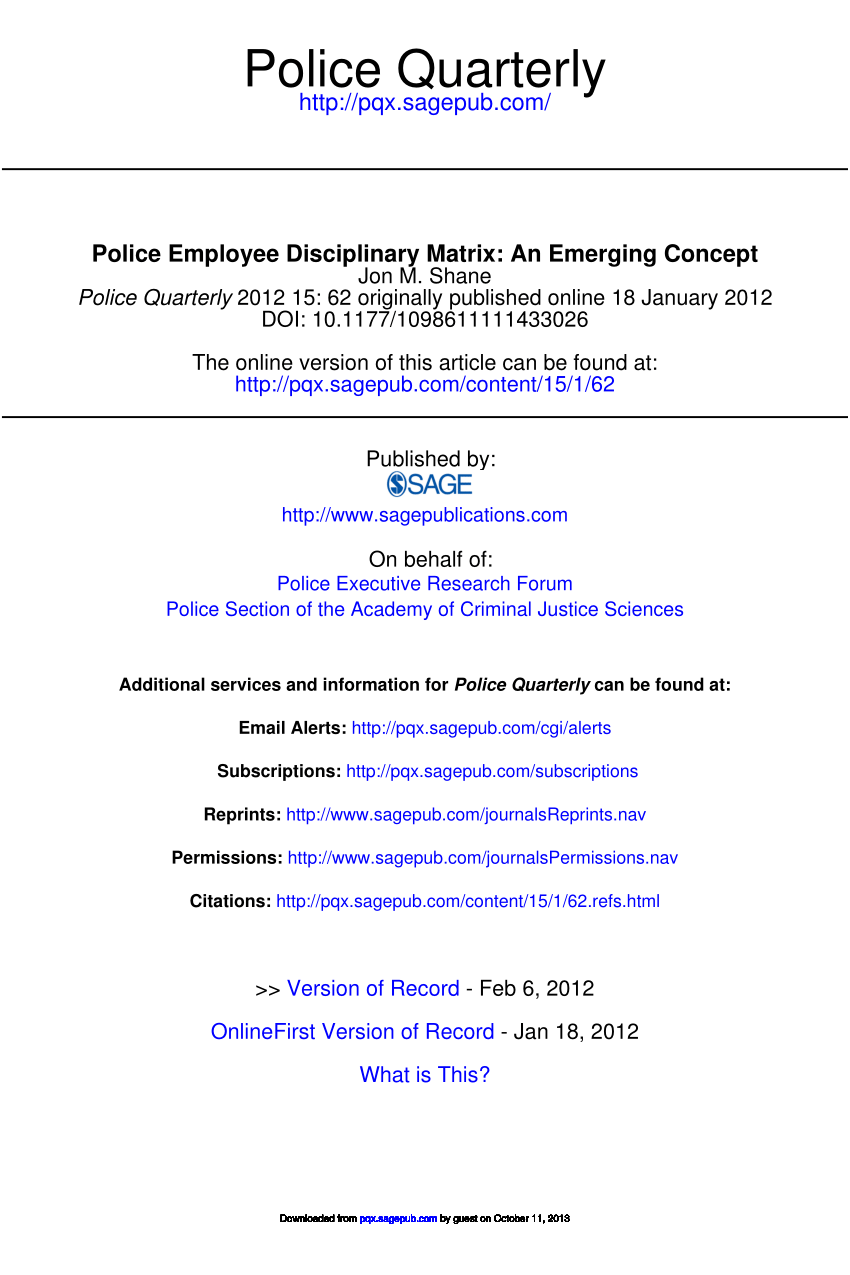 Pdf Police Employee Disciplinary Matrix An Emerging Concept