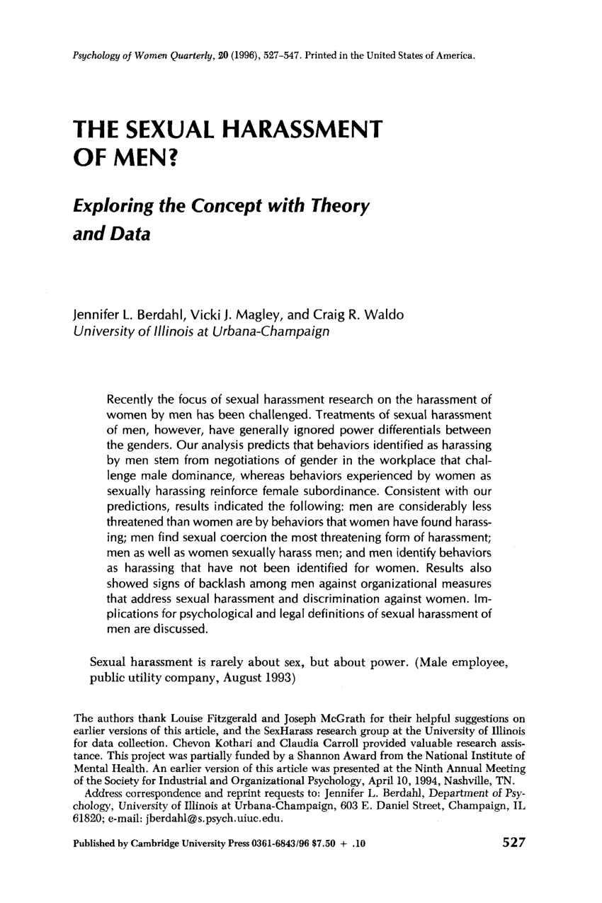 PDF) The Sexual Harassment of Men?: Exploring the Concept with ...
