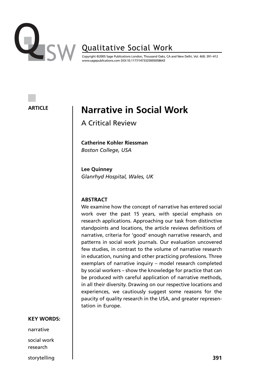 narrative approach social work essay