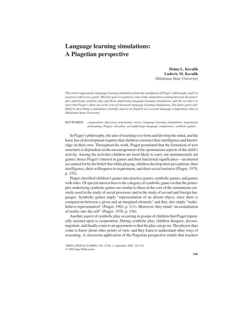 PDF Language Learning Simulations A Piagetian Perspective