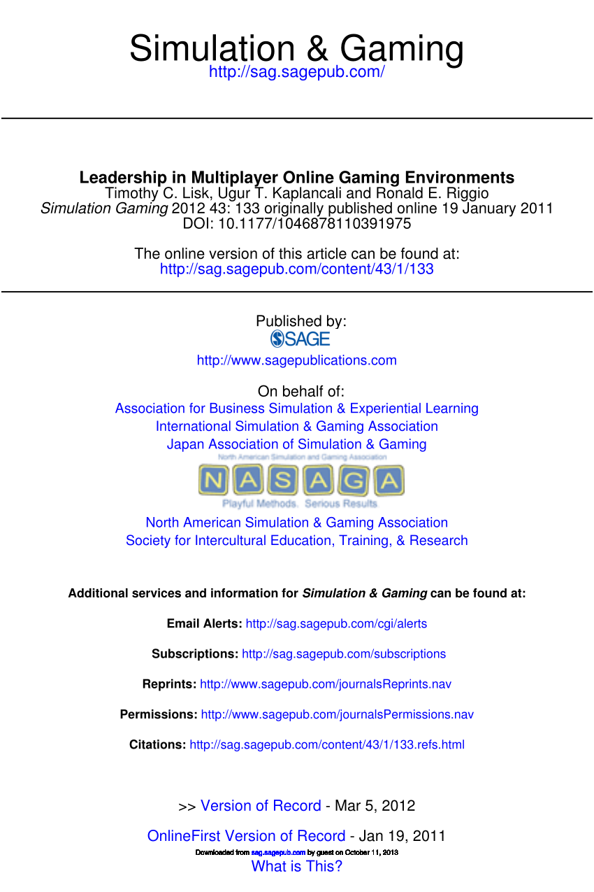 Pdf Leadership In Multiplayer Online Gaming Environments
