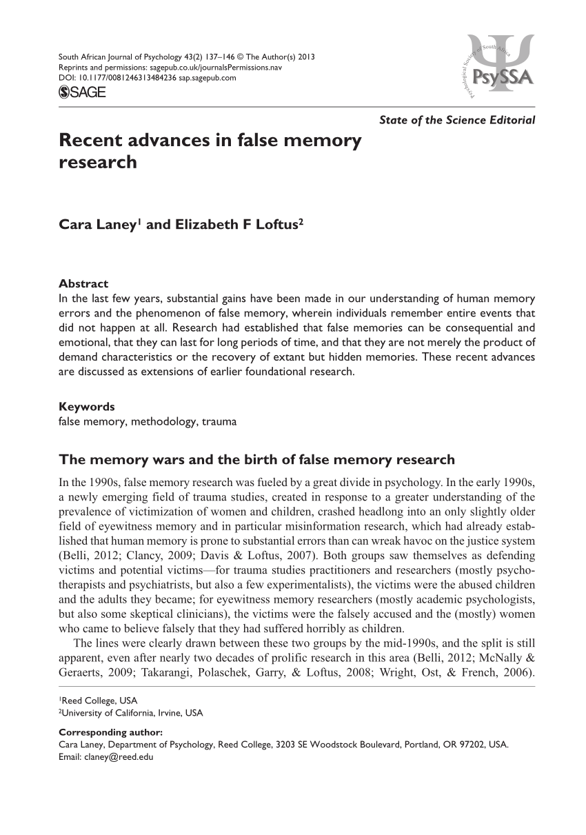 research paper about memory
