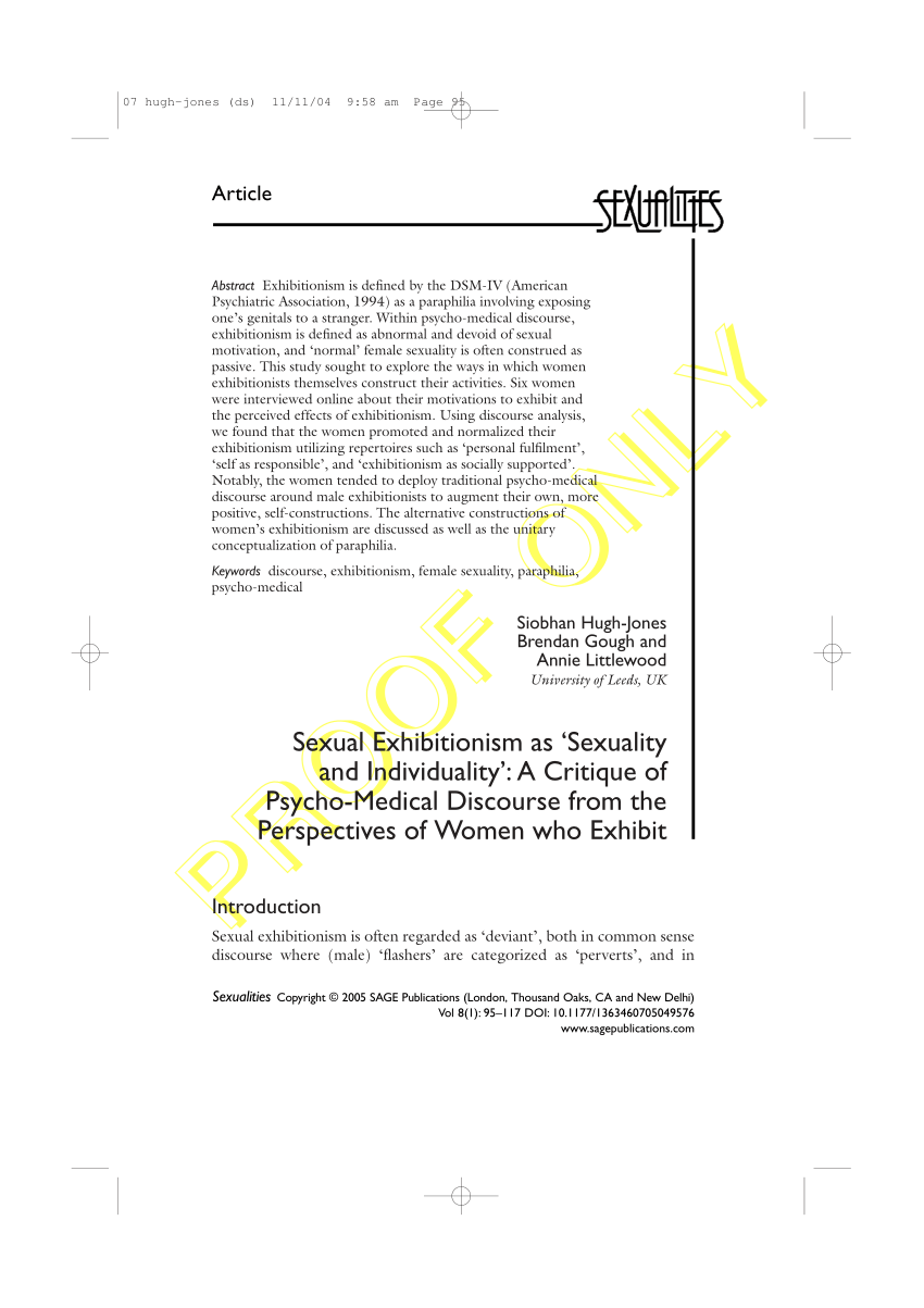 PDF) Sexual Exhibitionism as Sexuality and Individuality A Critique of Psycho-Medical Discourse from the Perspectives of Women who Exhibit pic