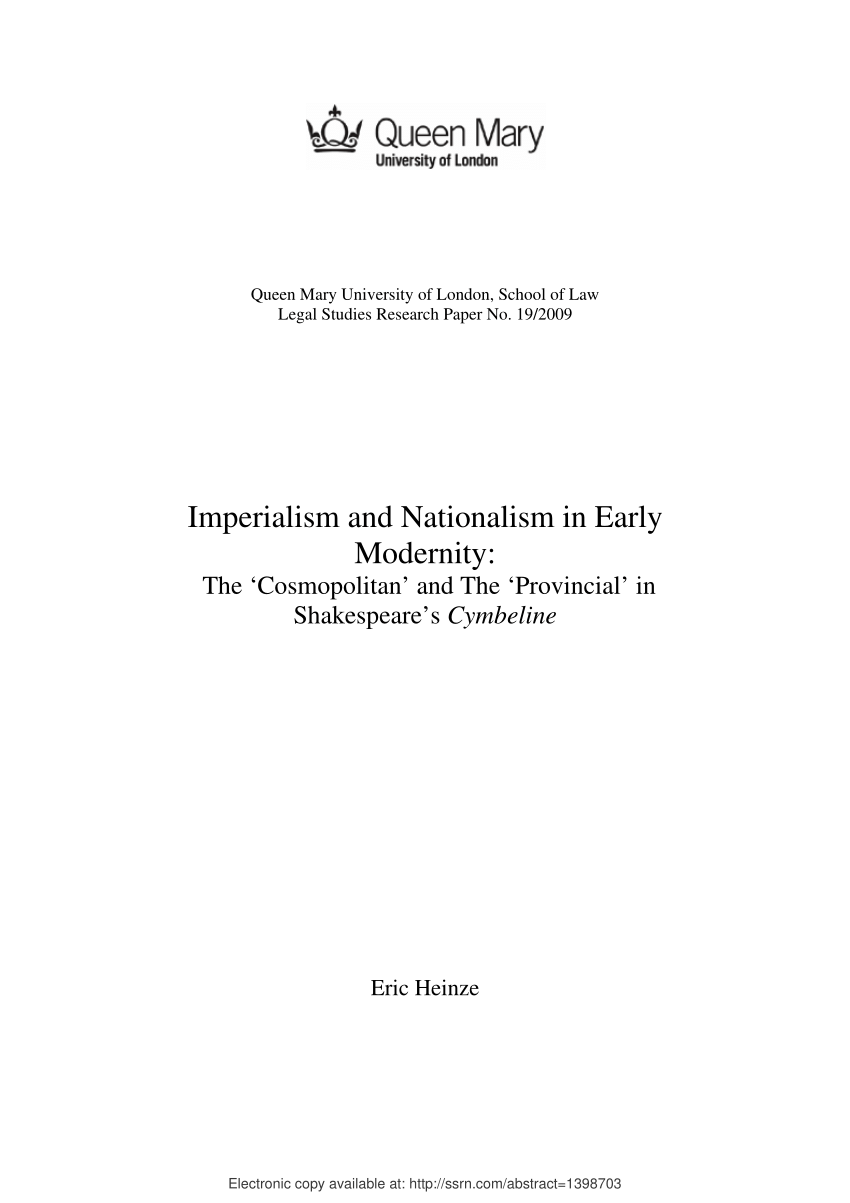 PDF) Imperialism and Nationalism in Early Modernity: The ...