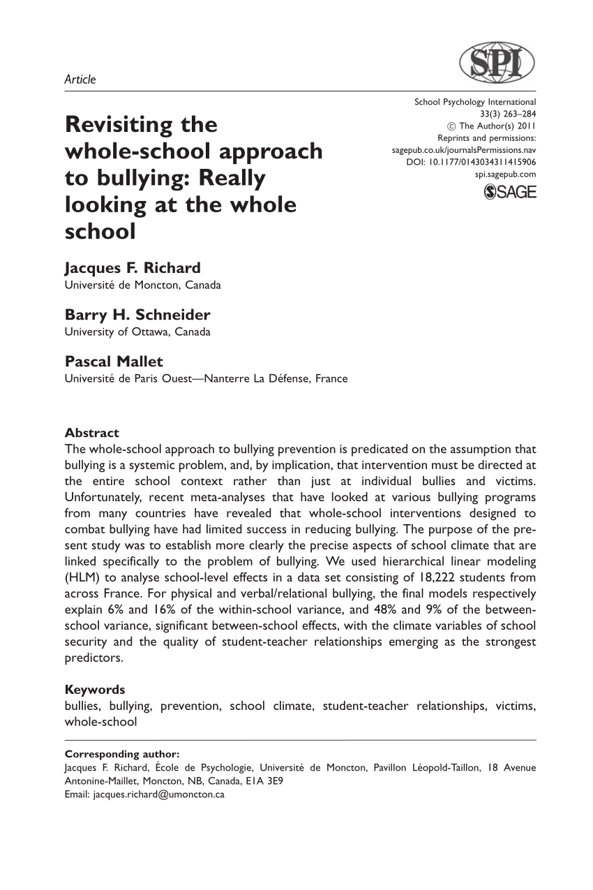 school bullying research paper