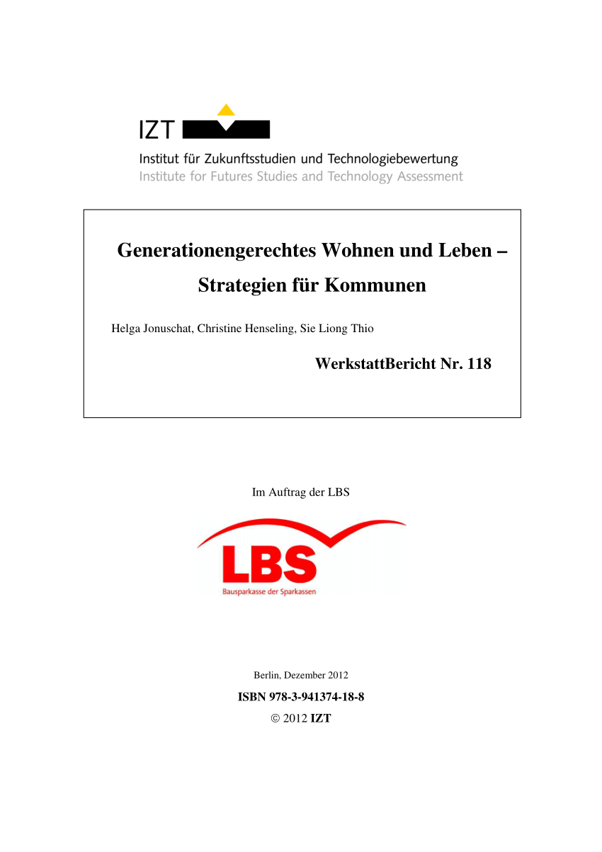 PDF Generationengerechtes Wohnen und Leben Strategien für Kommunen