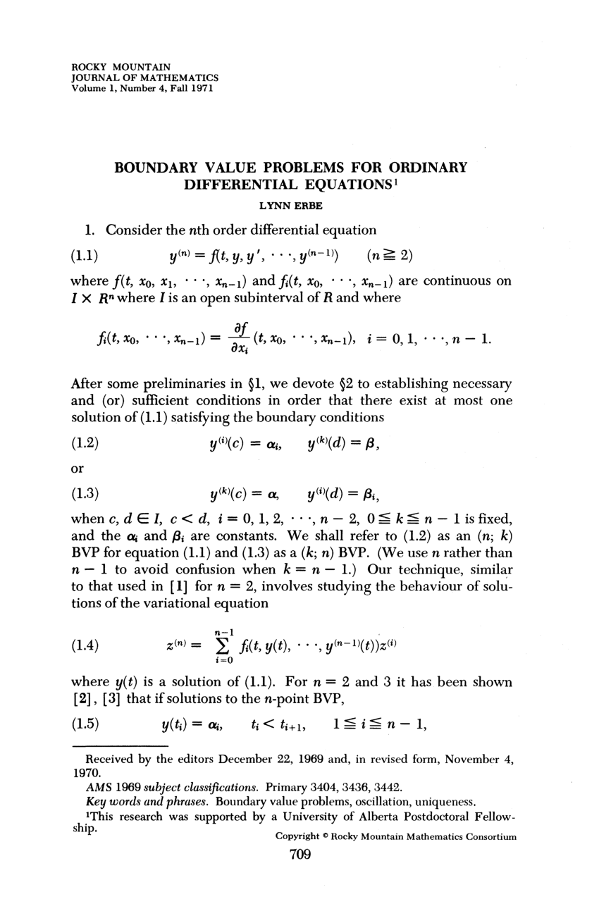 Pdf Boundary Value Problems For Ordinary Differential Equations