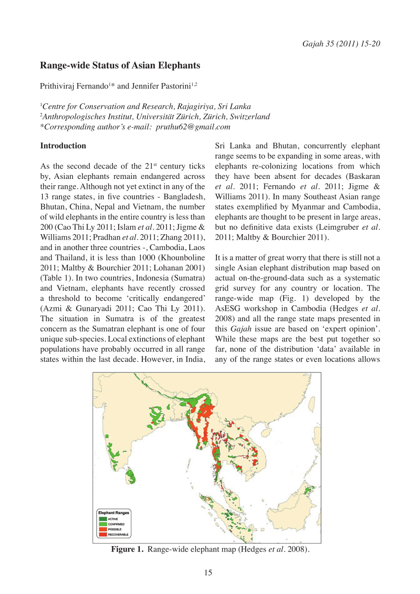 (PDF) Range-wide status of Asian elephants