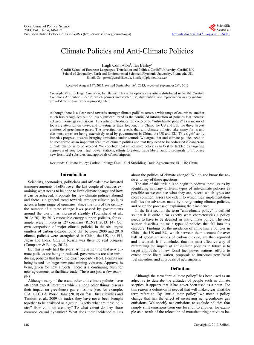 Pdf Climate Policies And Anti Climate Policies