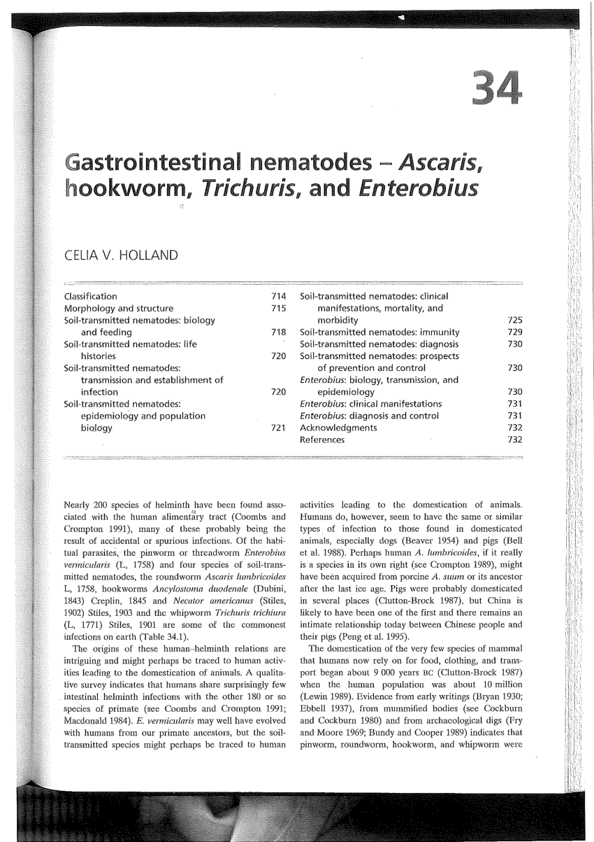ascariasis enterobiasis ankylostomiasis