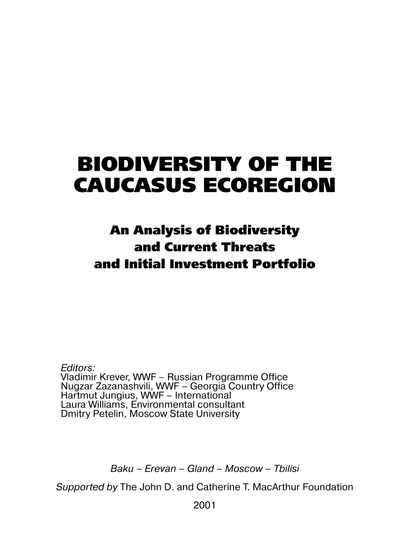 (PDF) Biodiversity of the Caucasus: An Analysis of Biodiversity and