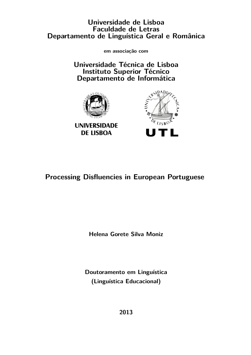 PDF) Processing Disfluencies in European Portuguese. PhD Dissertation
