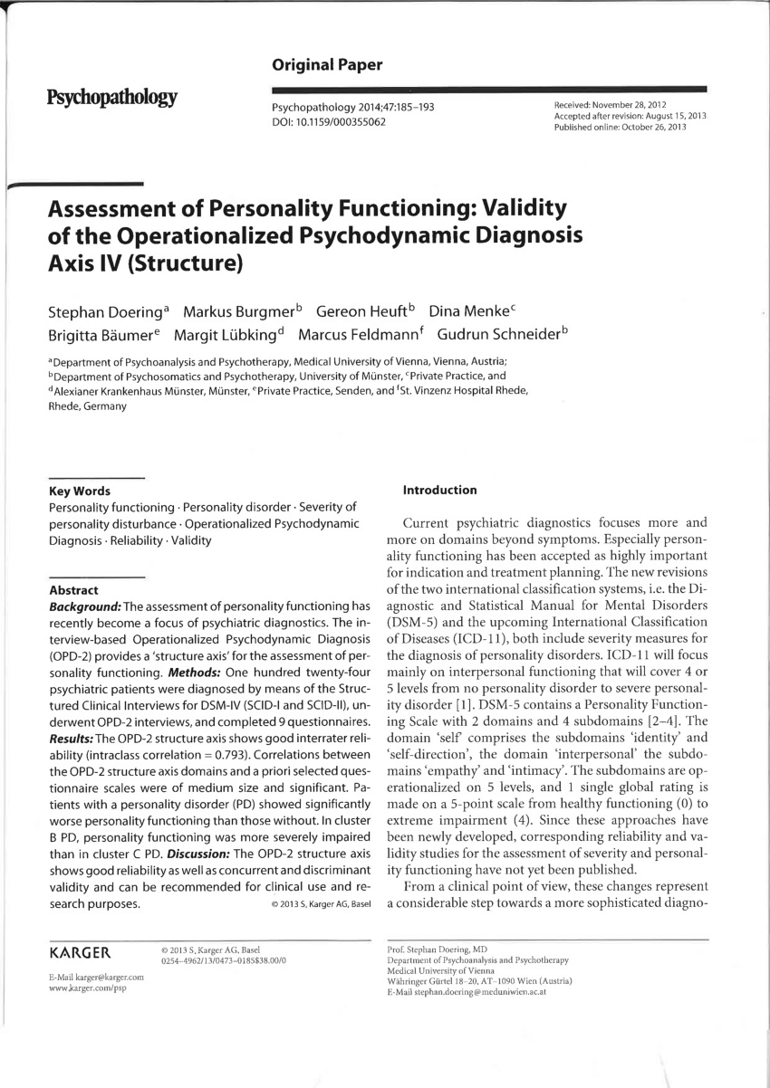 (PDF) Assessment of Personality Functioning: Validity of the ...