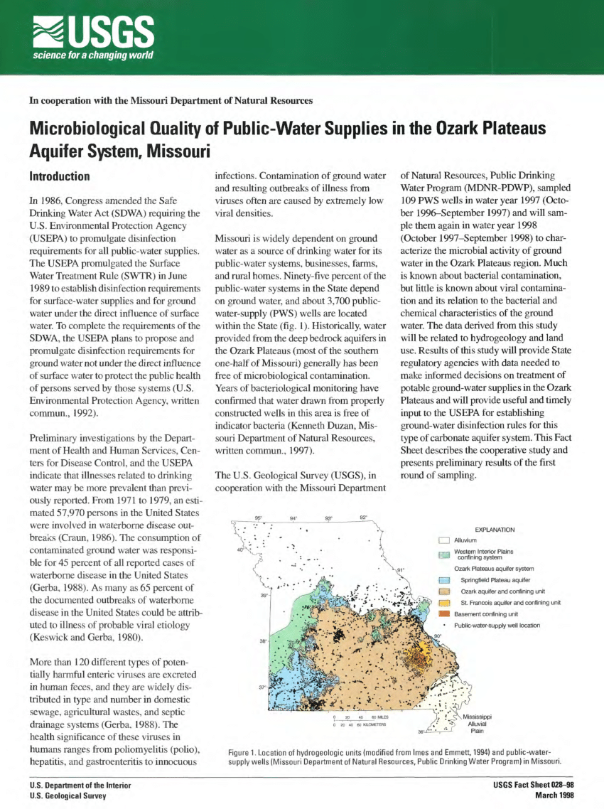 Pdf Microbiological Quality Of Public Water Supplies In The