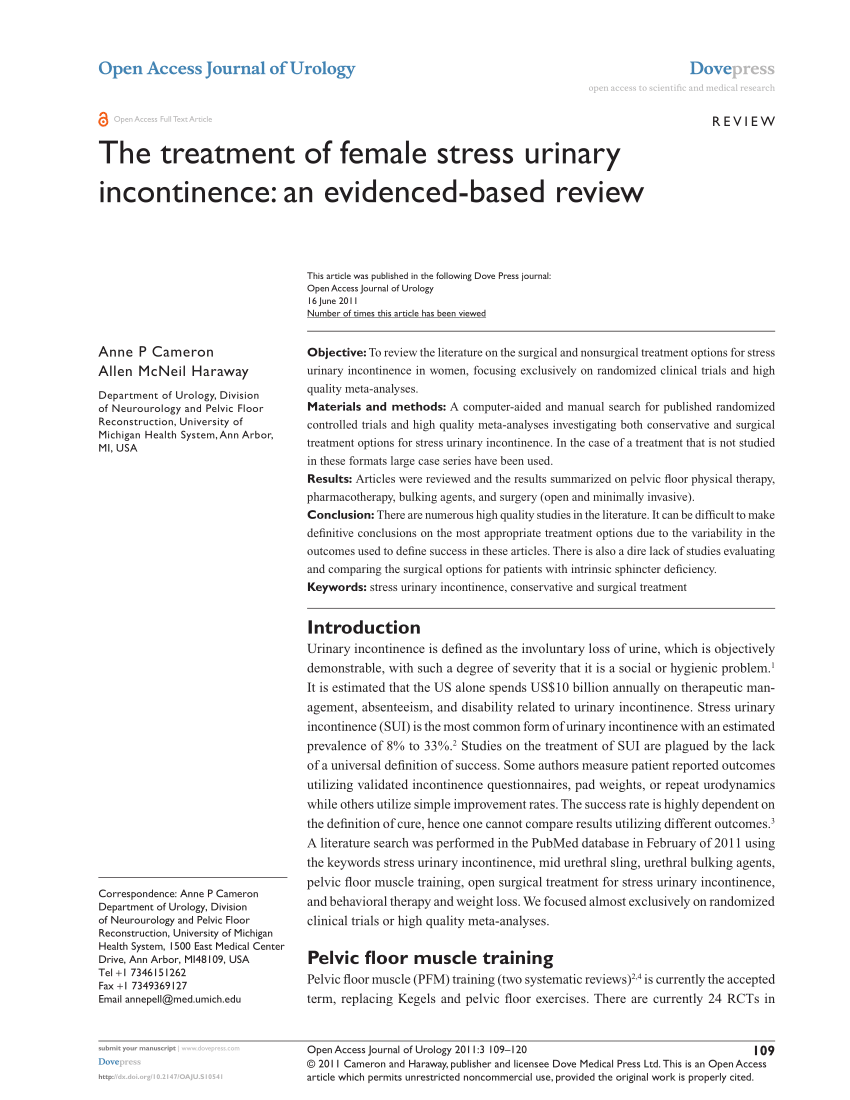 stress urinary incontinence research articles