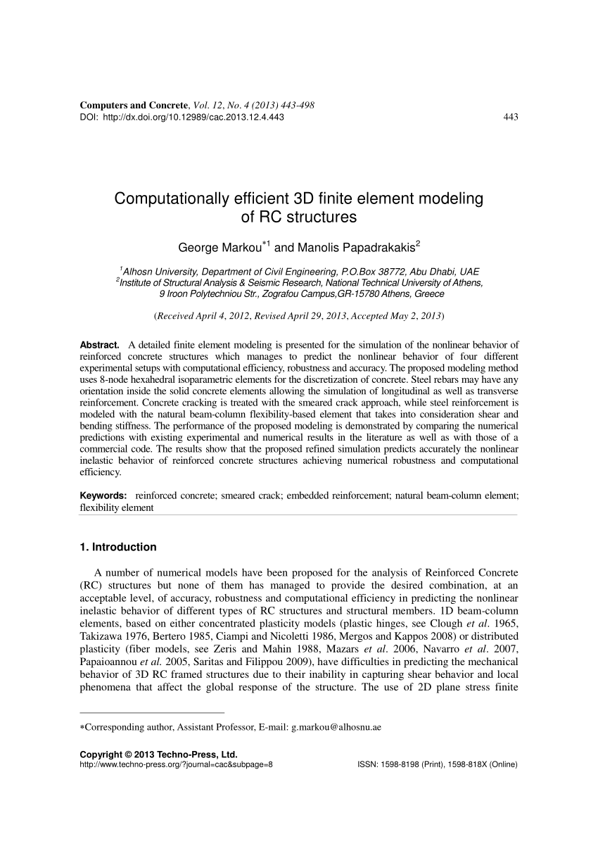 PDF) Computationally efficient 3D finite element modeling of RC 