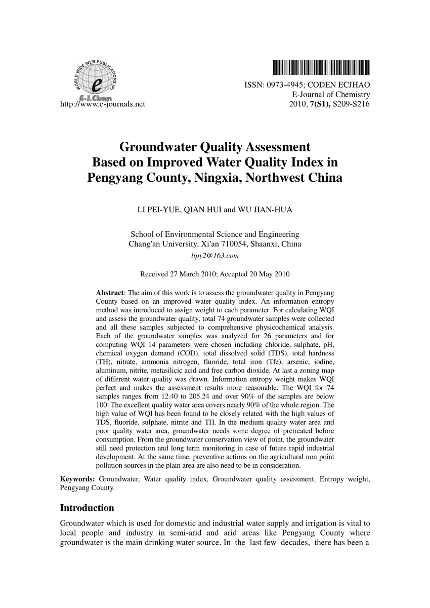groundwater analysis research papers pdf