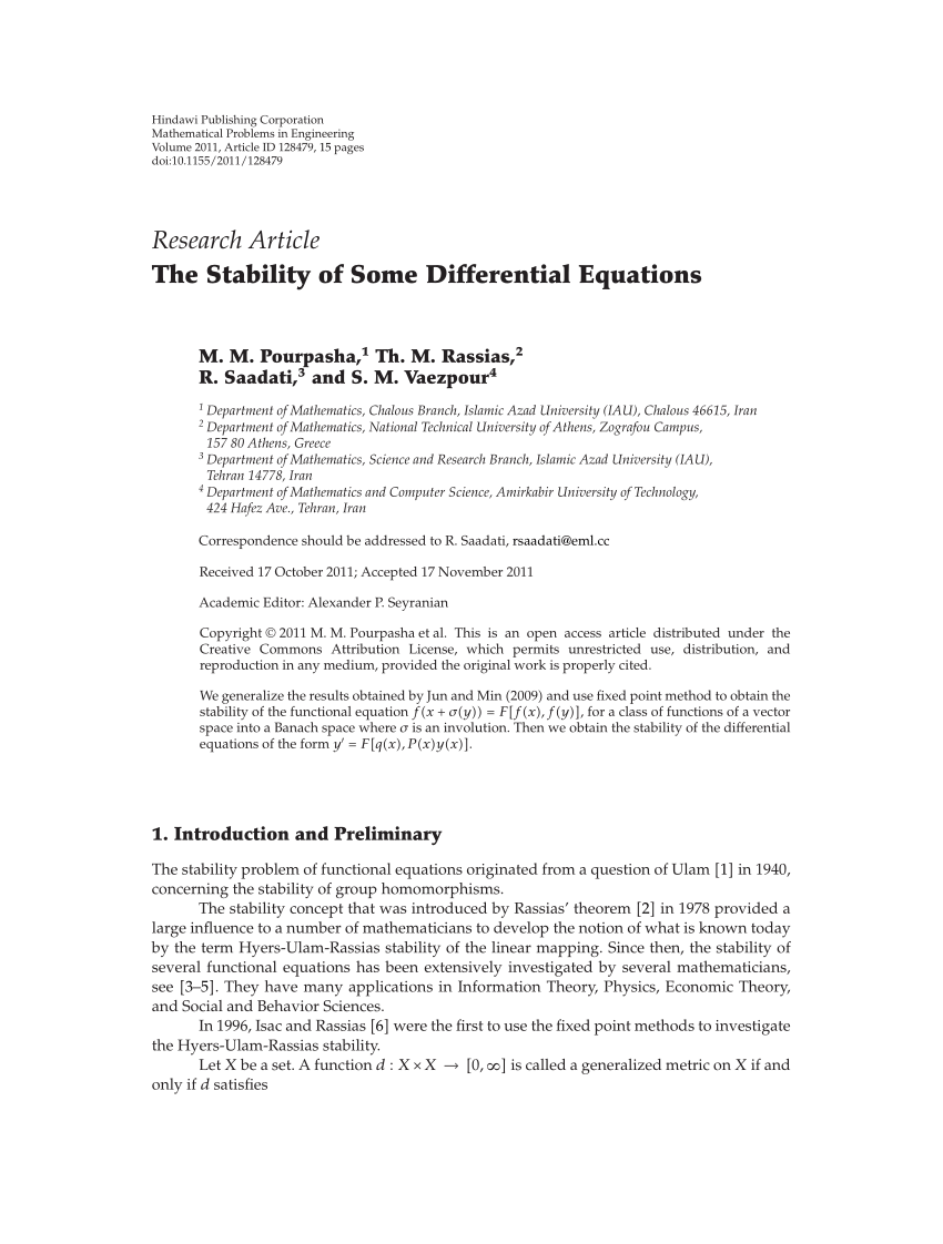 Stability Analysis Differential Equations