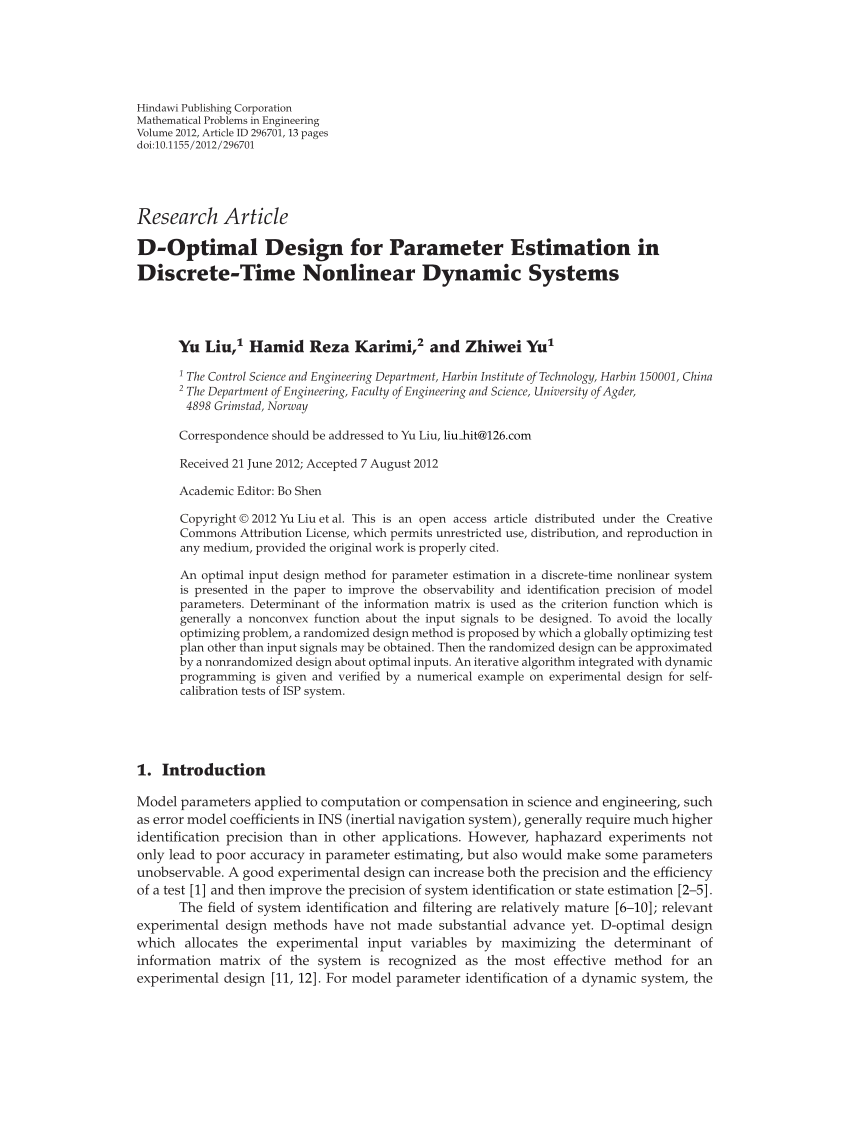 Pdf D Optimal Design For Parameter Estimation In Discrete - 
