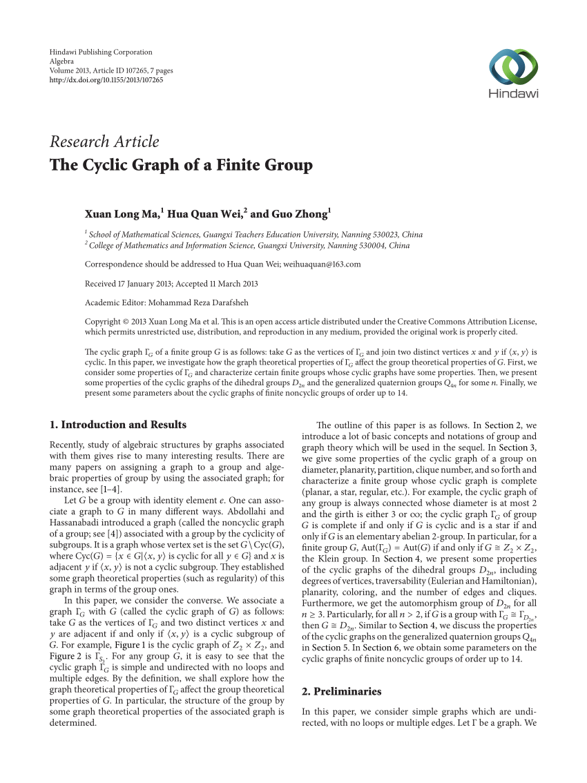 Pdf The Cyclic Graph Of A Finite Group