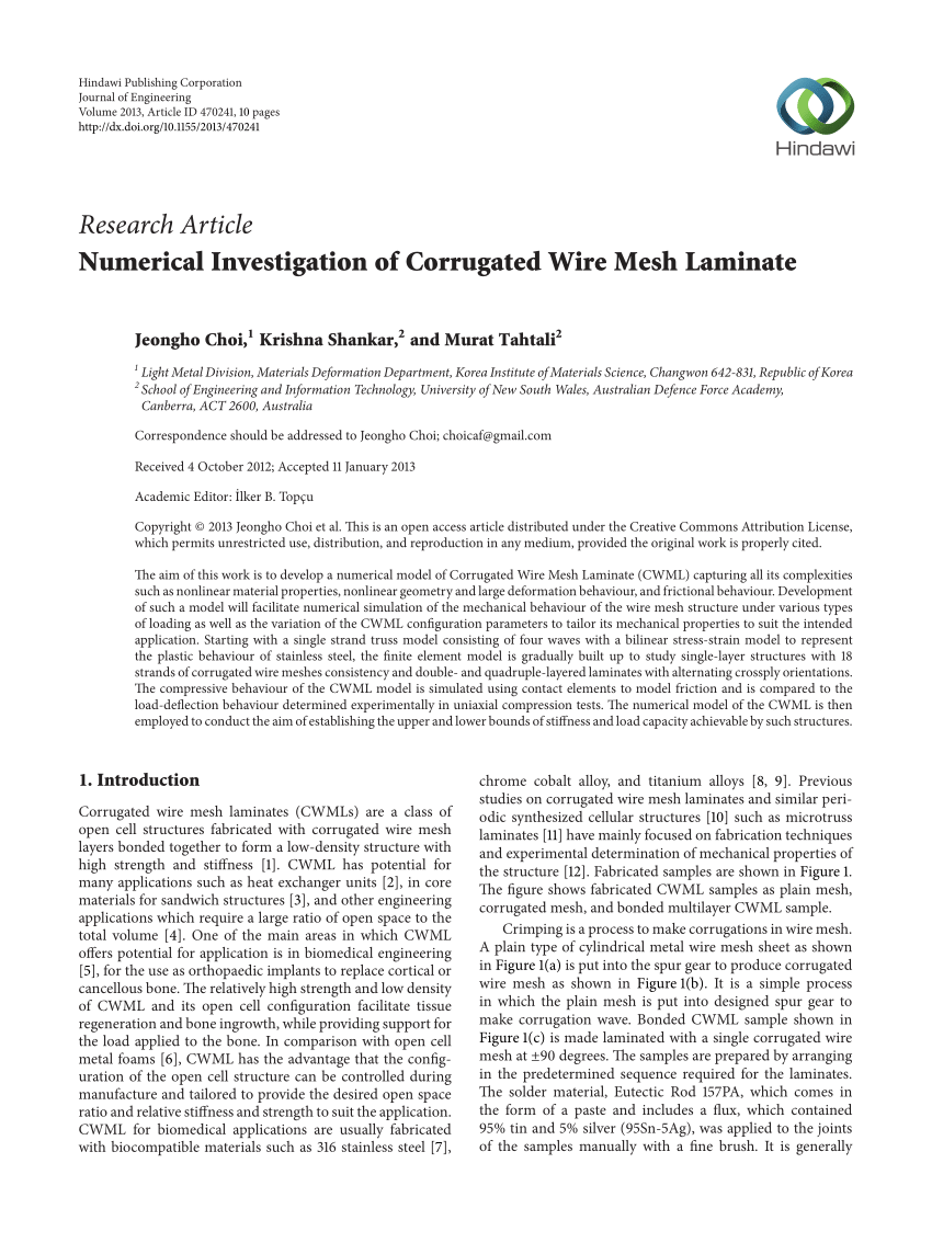 PDF) Numerical Investigation of Corrugated Wire Mesh Laminate