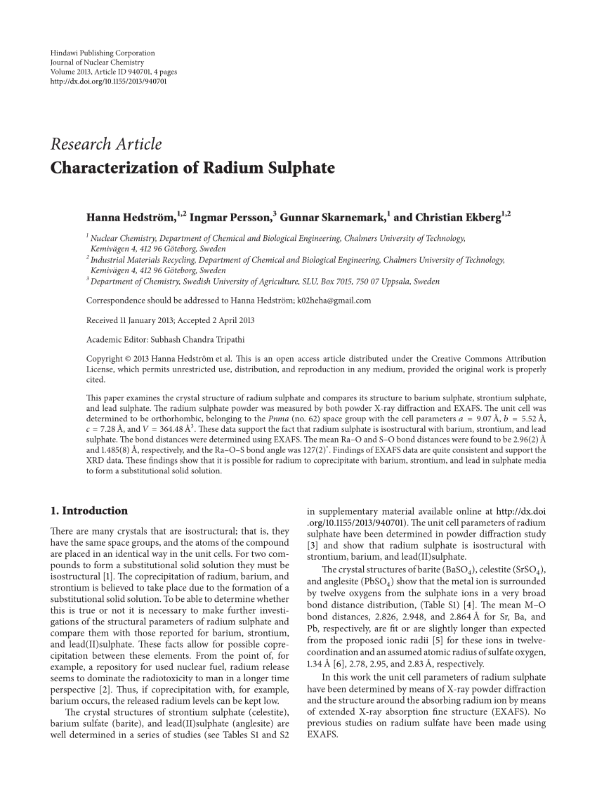 PDF) Characterization of Radium Sulphate