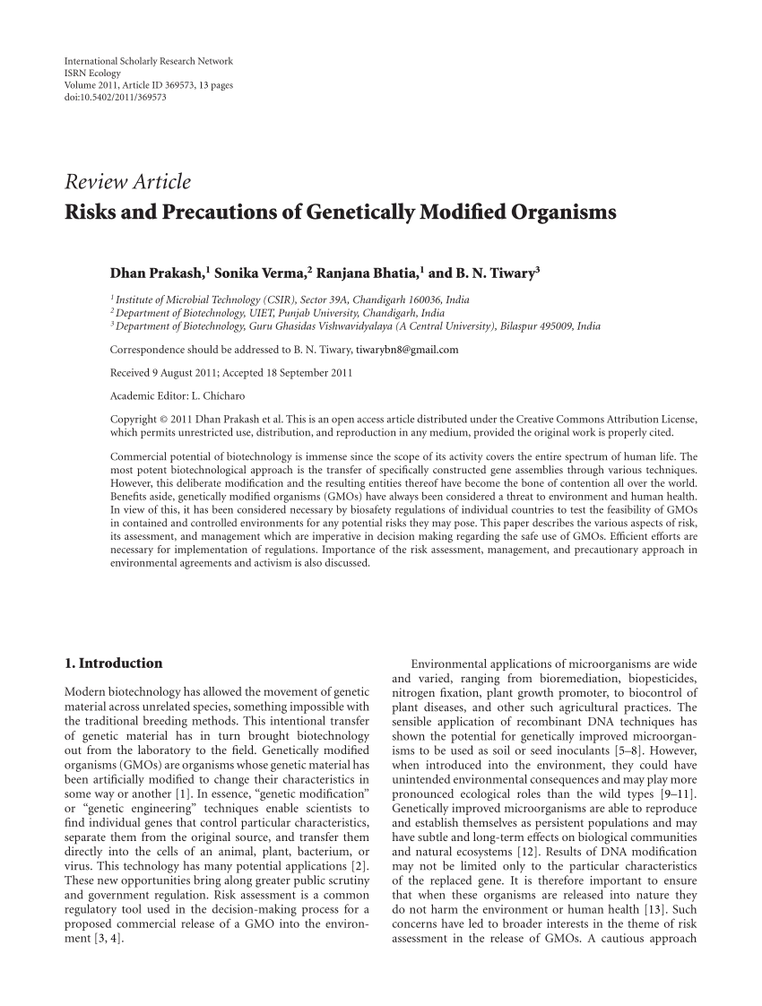 scholarly research paper about gmos