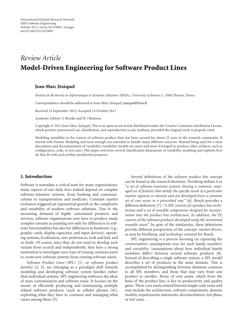 PDF) Model-Driven Engineering for Software Product Lines