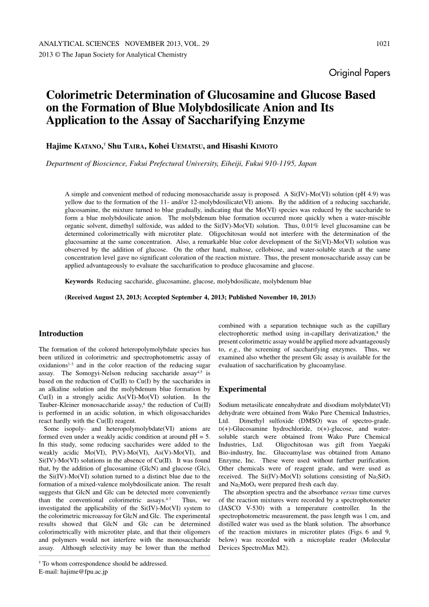 (PDF) Colorimetric Determination of Glucosamine and