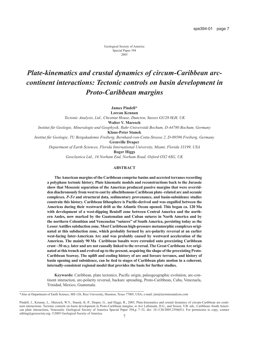Pdf Plate Kinematics And Crustal Dynamics Of Circum Caribbean Arc Continent Interactions Tectonic Controls On Basin Development In Proto Caribbean Margins