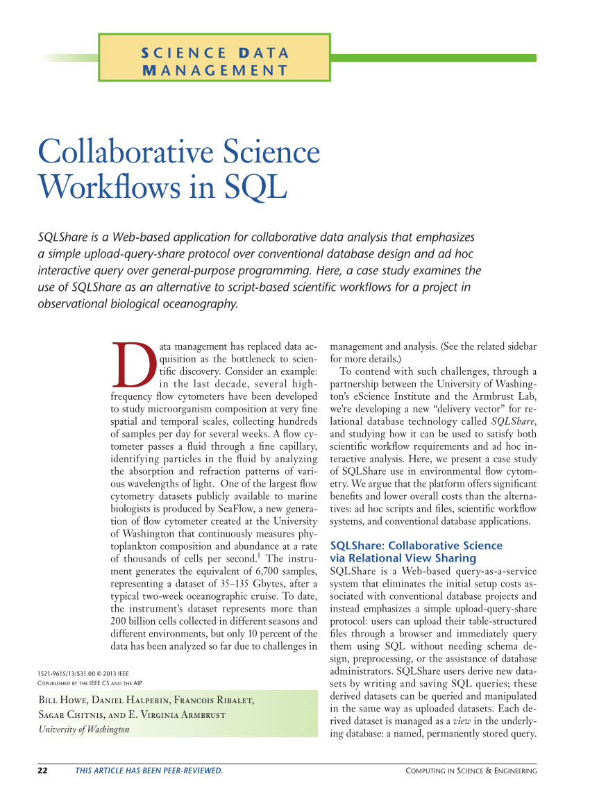 Pdf Collaborative Science Workflows In Sql