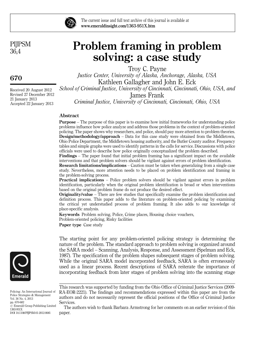 example of problem solving case study