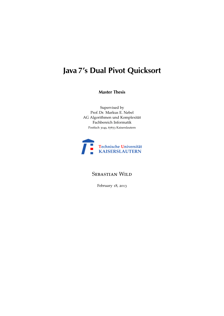 Pdf Java 7 S Dual Pivot Quicksort