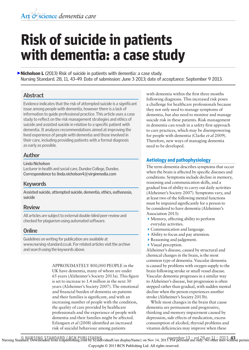 case study example dementia