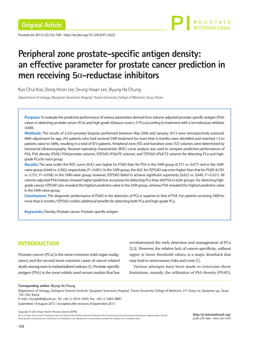 Pdf Peripheral Zone Prostate Specific Antigen Density An Effective Parameter For Prostate 1693