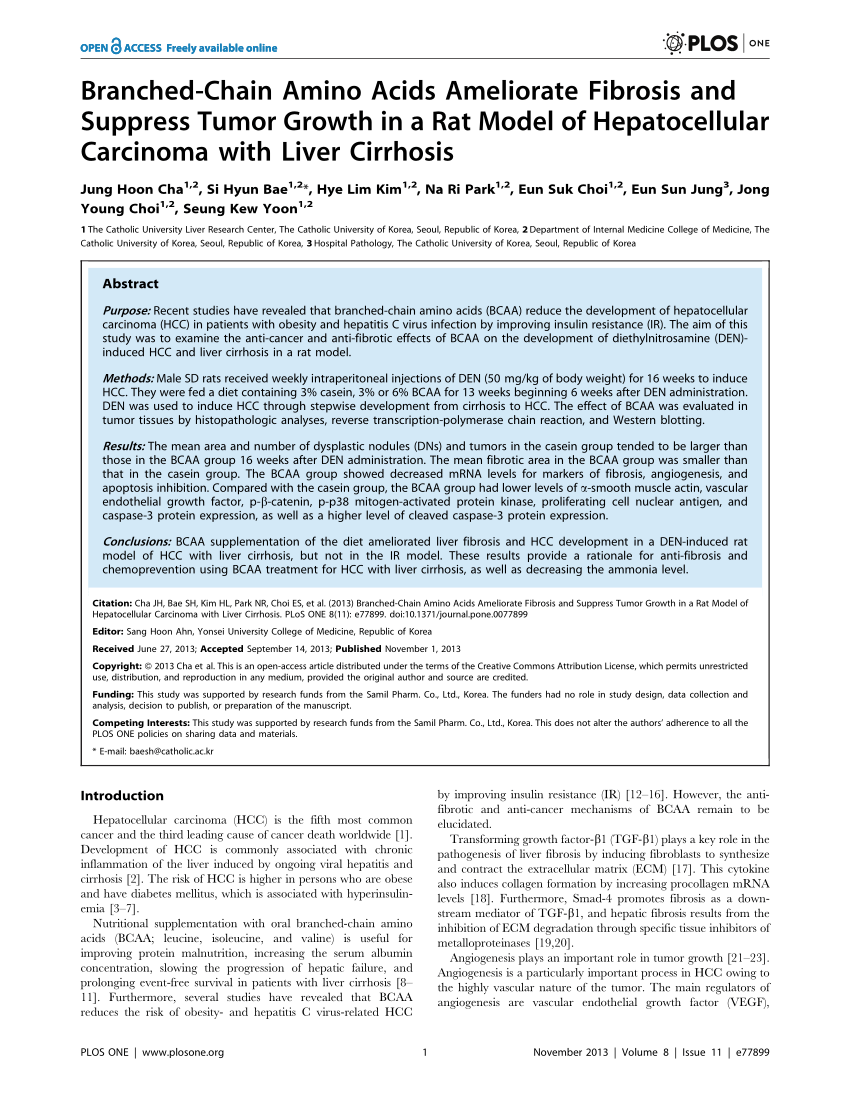 (PDF) BranchedChain Amino Acids Ameliorate Fibrosis and Suppress Tumor