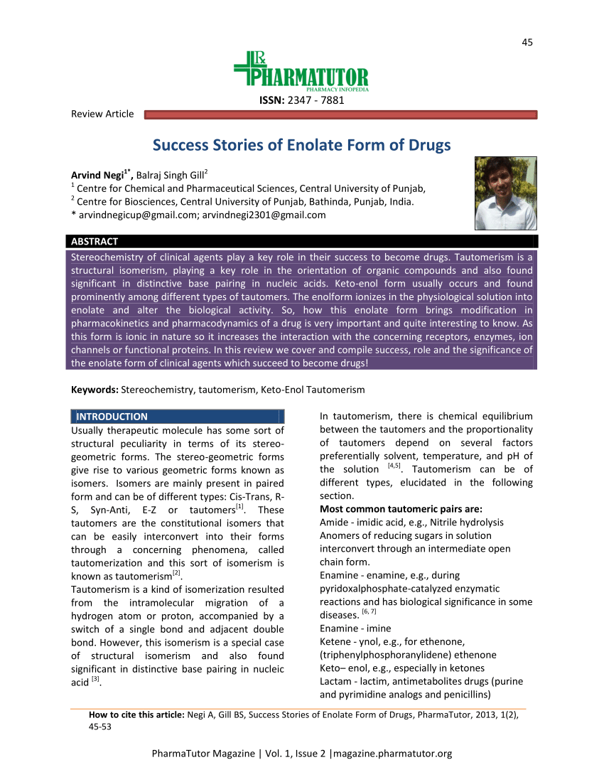 PDF) Success Stories of Enolate Form of Drugs