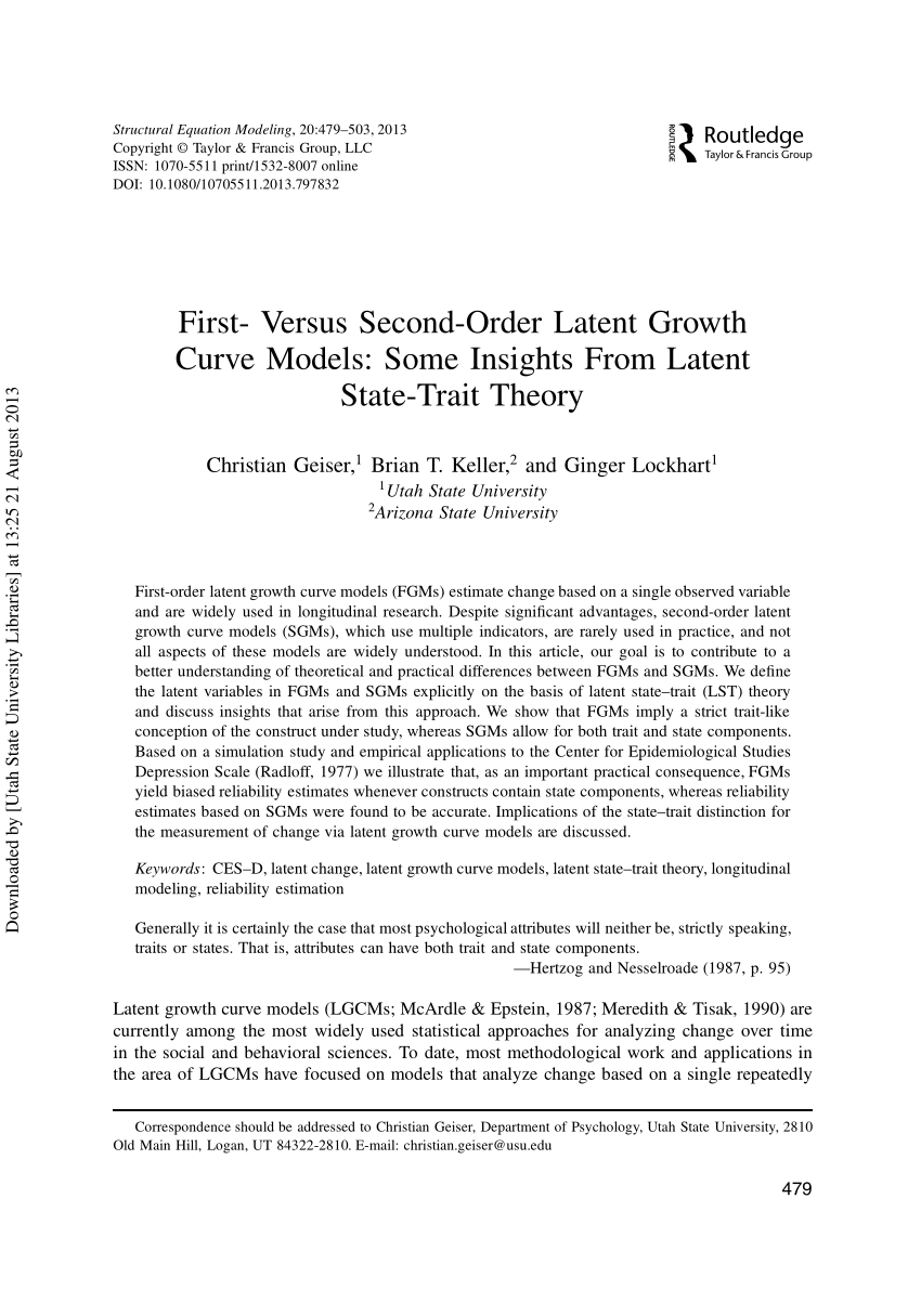 PDF) First- Versus Second-Order Latent Growth Curve Models: Some