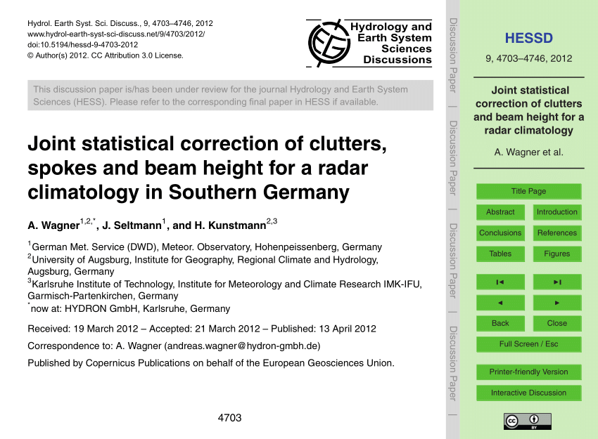 PDF) Joint statistical correction of clutters, spokes and beam ...
