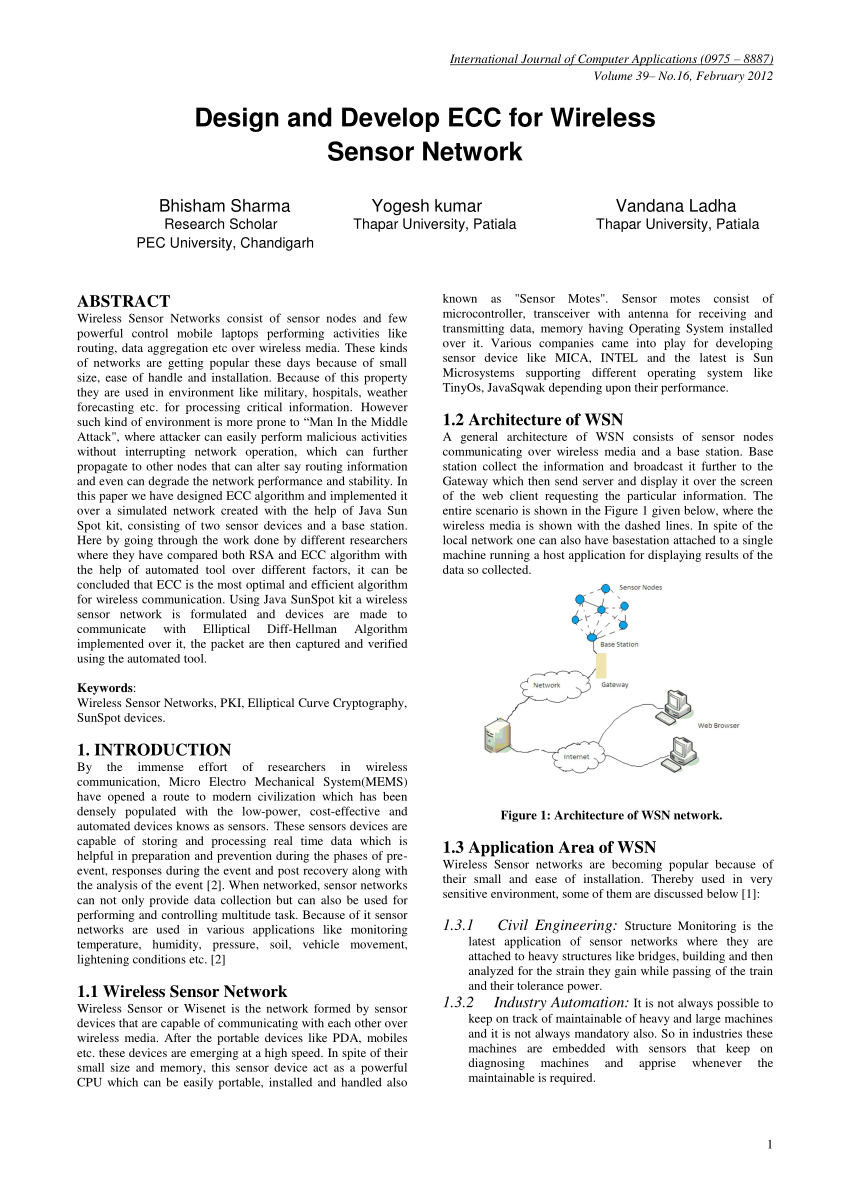 PDF) Design and Develop ECC for Wireless Sensor Network