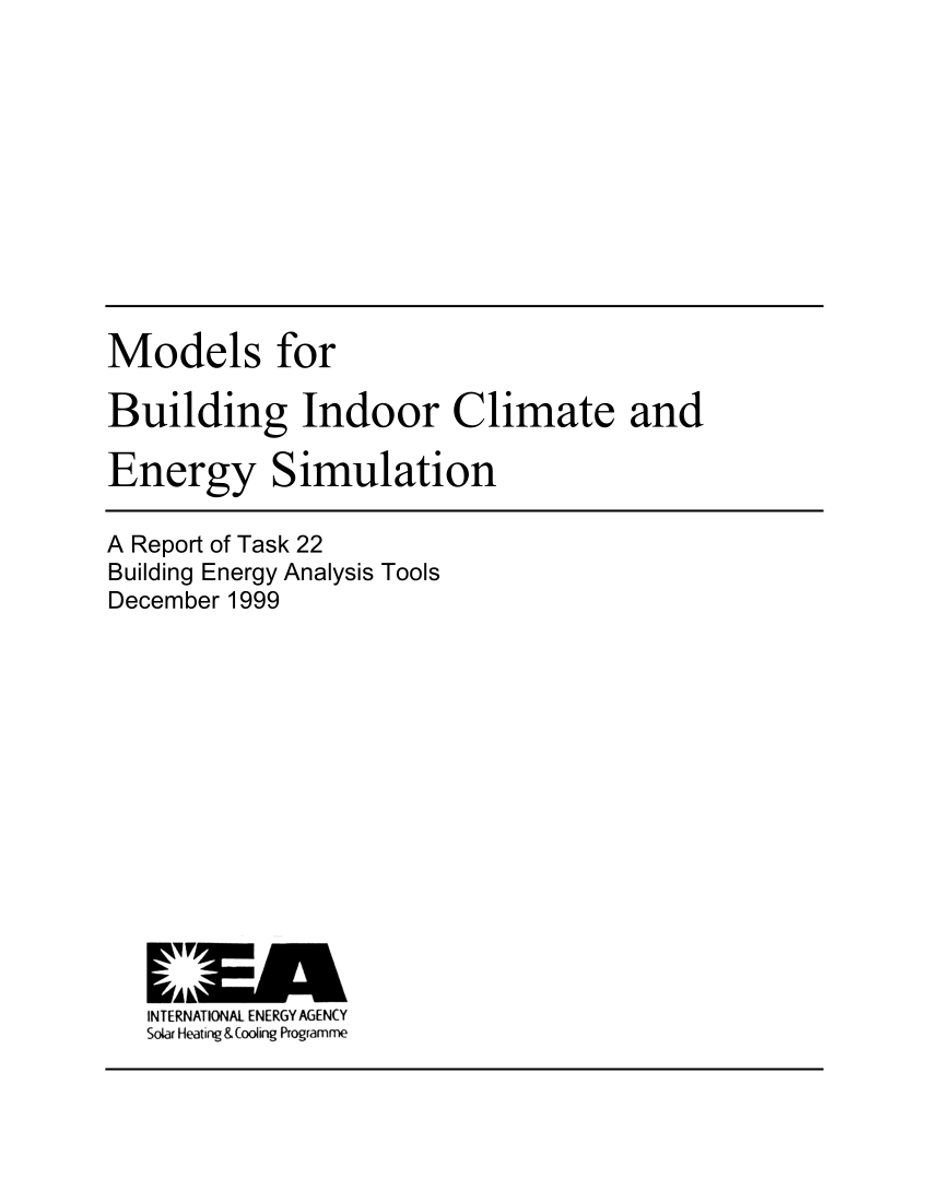 PDF) Models for Building Indoor Climate and Energy Simulation