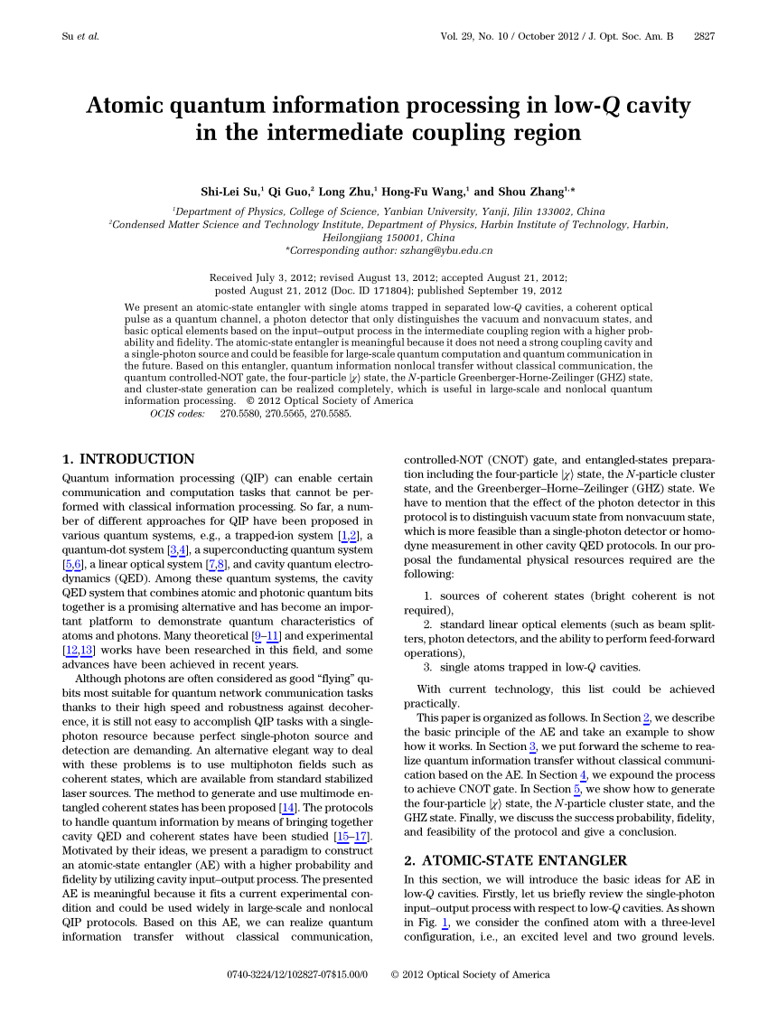 Pdf Atomic Quantum Information Processing In Low Q Cavity In The Intermediate Coupling Region