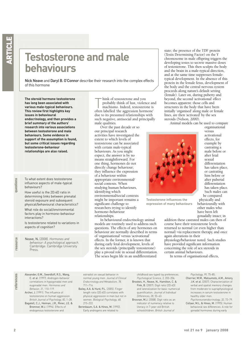 PDF) Testosterone and male behaviours