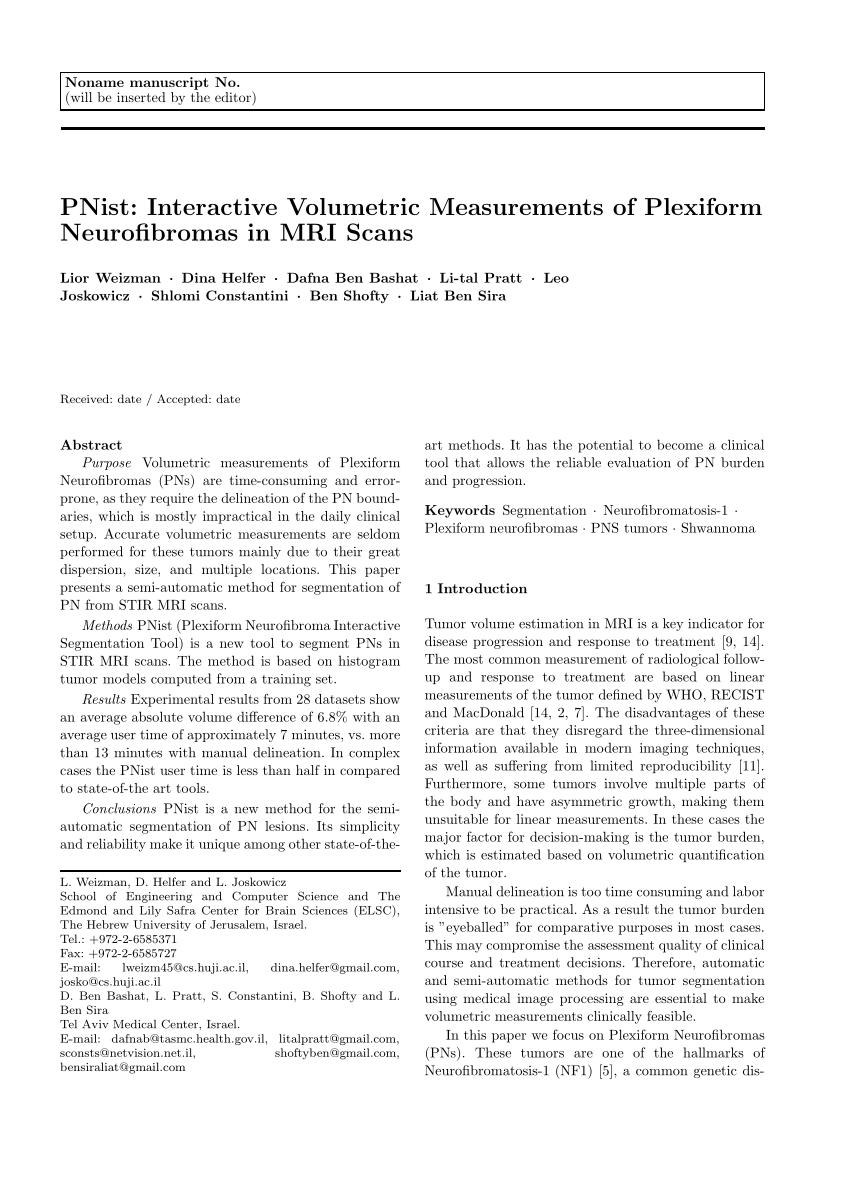 PDF) PNist: interactive volumetric measurements of plexiform ...