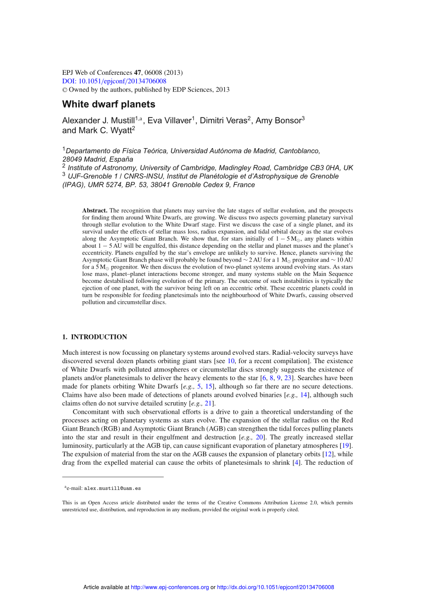 research paper on white dwarf