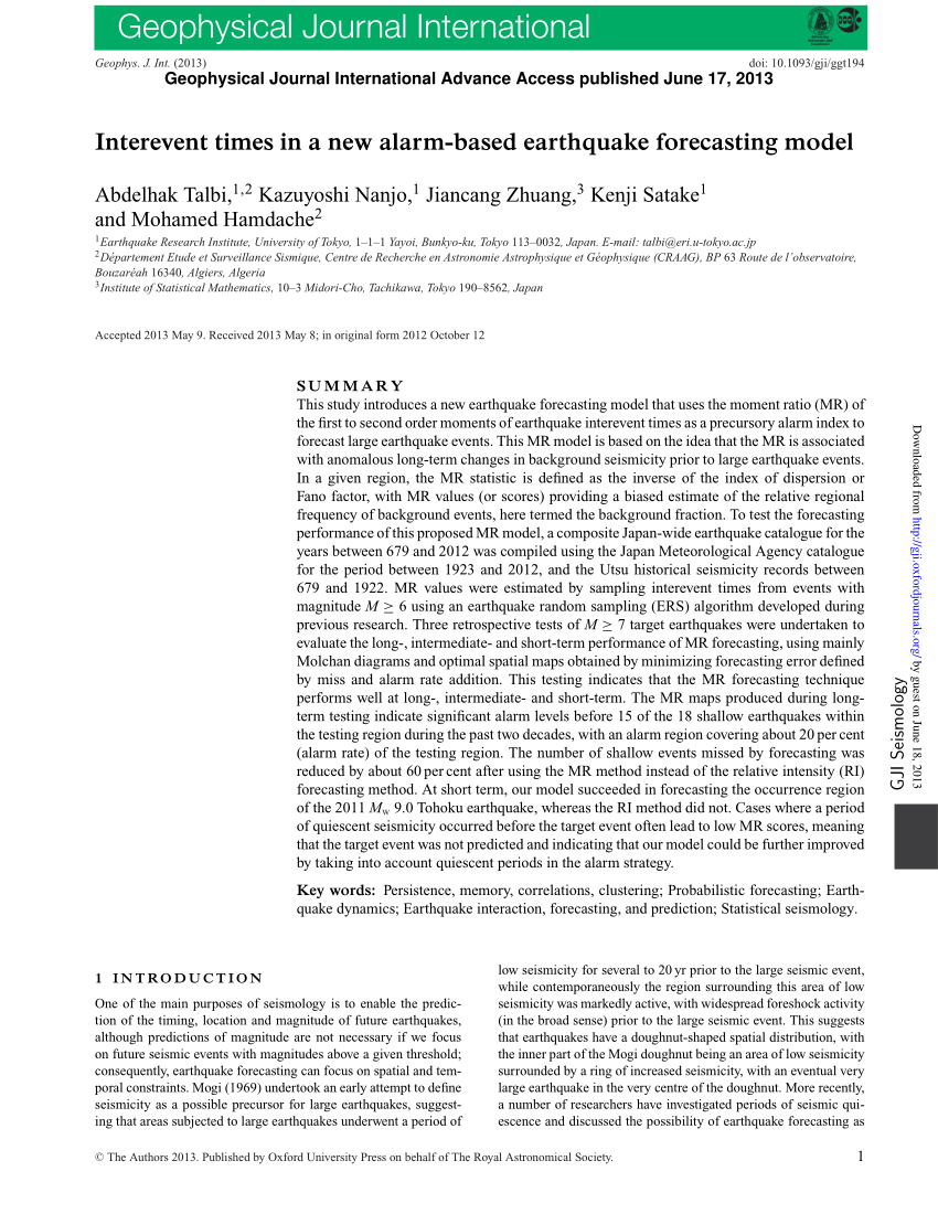 earthquake alarm research paper