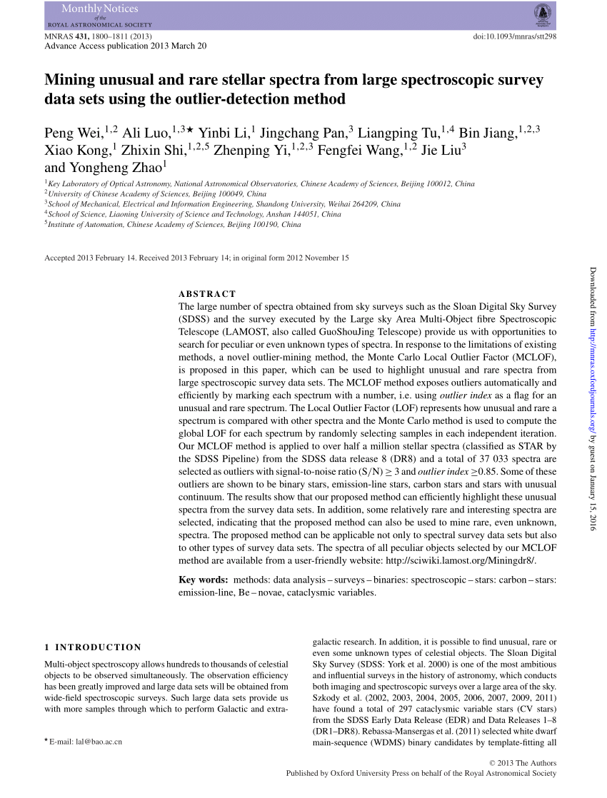 PDF) Mining unusual and rare stellar spectra from large 