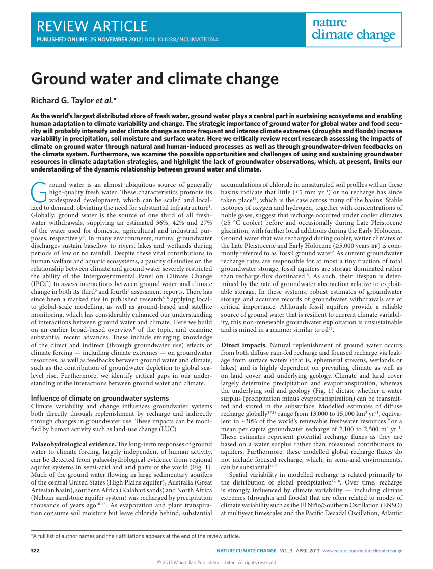 Ground water and climate change