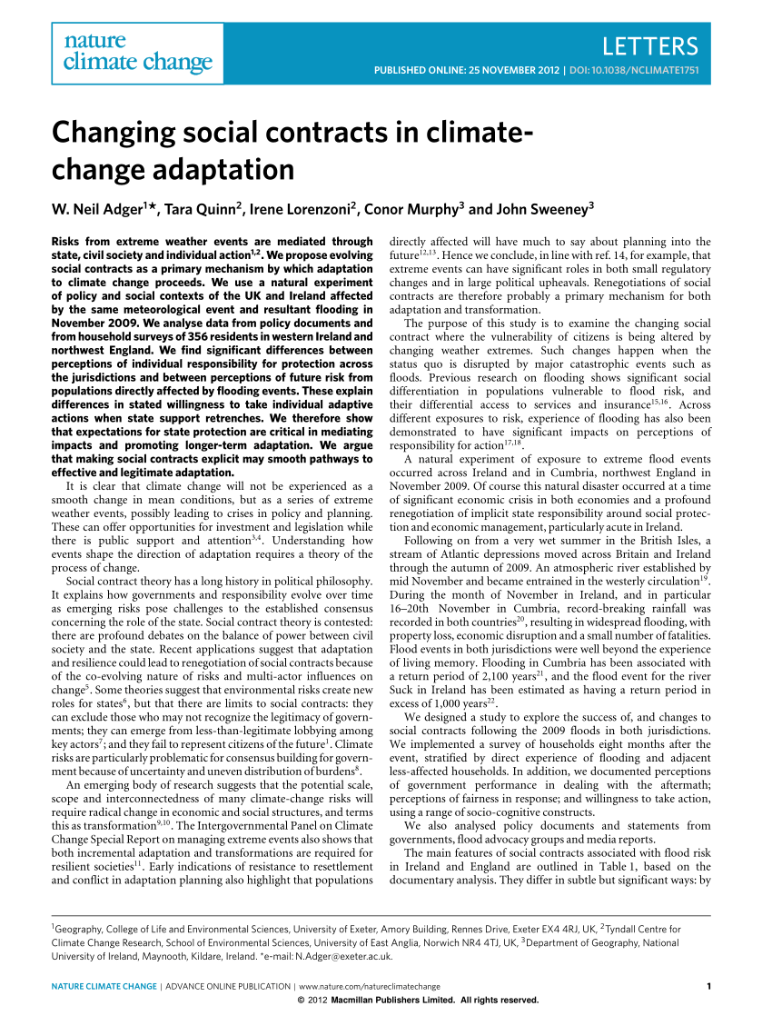 PDF) Changing social contracts in climate-change adaptation